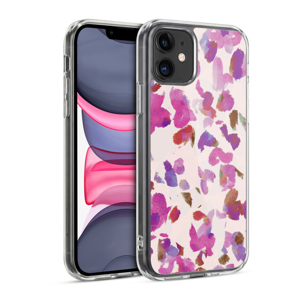 Anis Illustration Mix Pattern Soft Feminine Pink Flowers Soft Gel Case for Apple iPhone 11