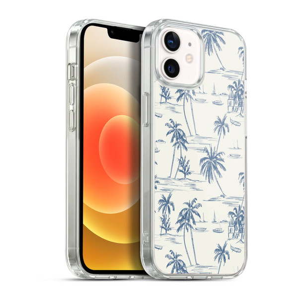 Anis Illustration Mix Pattern Blue Beach Bold Soft Gel Case for Apple iPhone 12 / iPhone 12 Pro & MagSafe