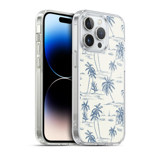 Anis Illustration Mix Pattern Blue Beach Bold Soft Gel Case for Apple iPhone 13 Pro & MagSafe