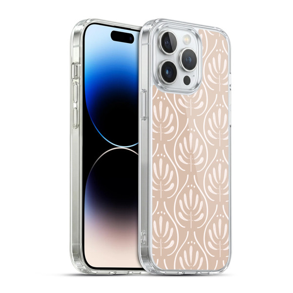 Anis Illustration Mix Pattern Boho Beige Soft Gel Case for Apple iPhone 14 Pro Max & MagSafe