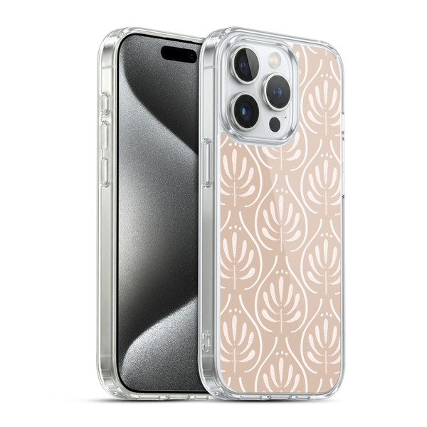 Anis Illustration Mix Pattern Boho Beige Soft Gel Case for Apple iPhone 15 Pro & MagSafe