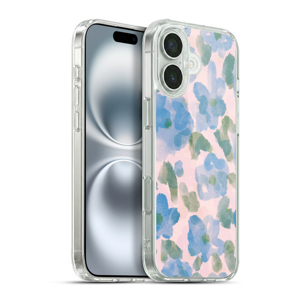 Anis Illustration Mix Pattern Soft Feminine Blue Flowers Soft Gel Case for Apple iPhone 16 Plus & MagSafe
