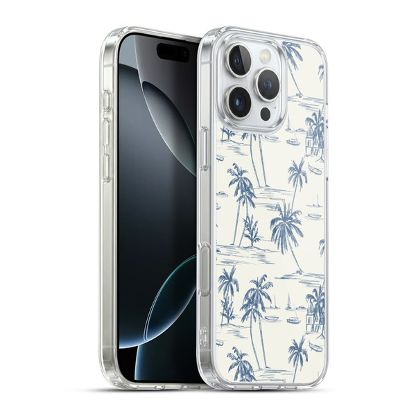 Anis Illustration Mix Pattern Blue Beach Bold Soft Gel Case for Apple iPhone 16 Pro Max & MagSafe