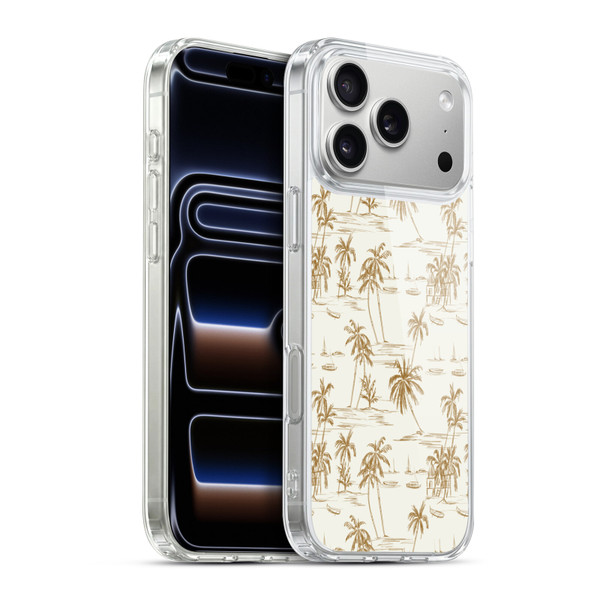 Anis Illustration Mix Pattern Beach Beige Gold Soft Gel Case for Apple iPhone 17 Pro Max