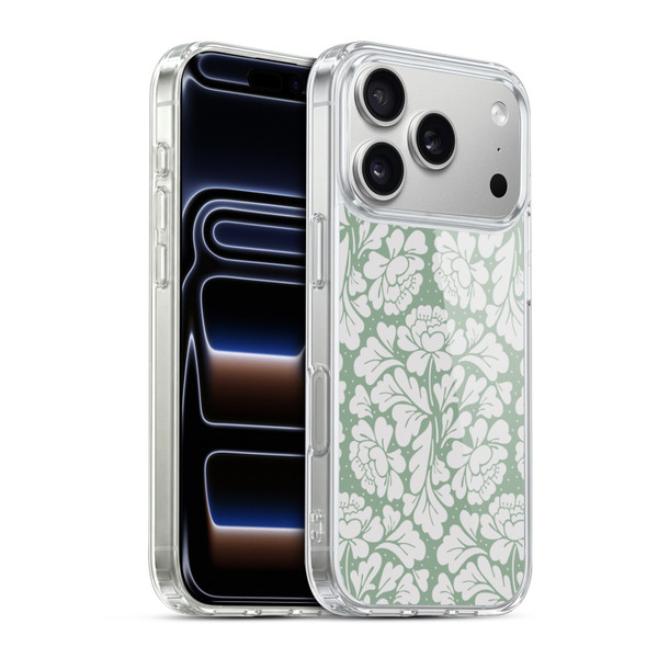 Anis Illustration Mix Pattern Baroque Pastel Green Soft Gel Case for Apple iPhone 17 Pro
