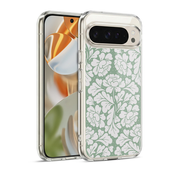 Anis Illustration Mix Pattern Baroque Pastel Green Soft Gel Case for Google Pixel 9 / Pixel 9 Pro