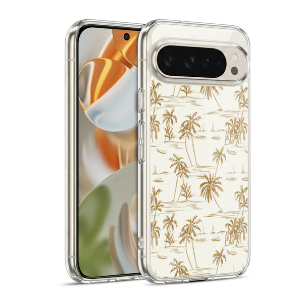 Anis Illustration Mix Pattern Beach Beige Gold Soft Gel Case for Google Pixel 9 / Pixel 9 Pro