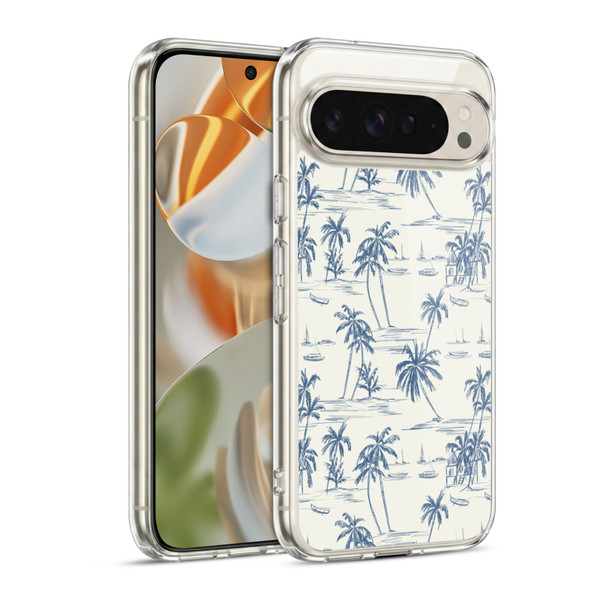 Anis Illustration Mix Pattern Blue Beach Bold Soft Gel Case for Google Pixel 9 / Pixel 9 Pro