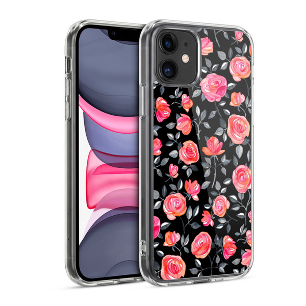 Micklyn Le Feuvre Florals Roses on Black Soft Gel Case for Apple iPhone 11