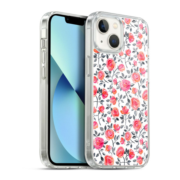Micklyn Le Feuvre Florals Roses on White Soft Gel Case for Apple iPhone 13