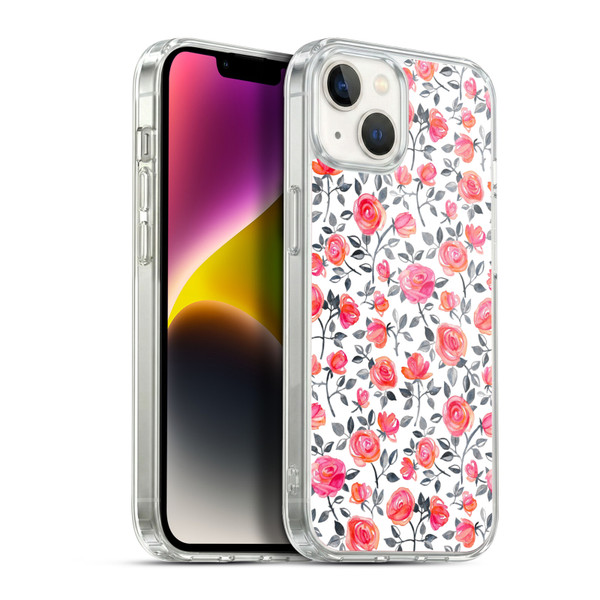 Micklyn Le Feuvre Florals Roses on White Soft Gel Case for Apple iPhone 14 Plus & MagSafe