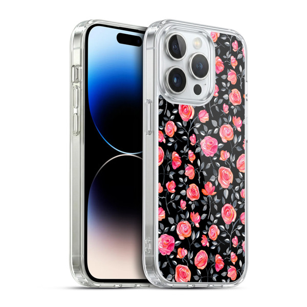 Micklyn Le Feuvre Florals Roses on Black Soft Gel Case for Apple iPhone 14 Pro & MagSafe