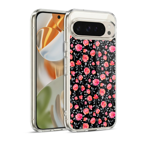 Micklyn Le Feuvre Florals Roses on Black Soft Gel Case for Google Pixel 9 / Pixel 9 Pro