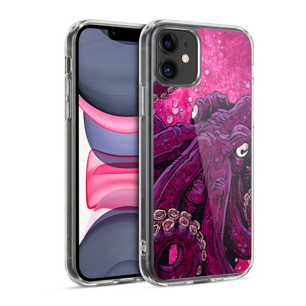 David Lozeau Colourful Grunge Octopus Squid Soft Gel Case for Apple iPhone 11