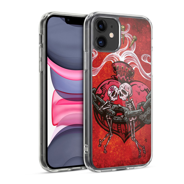 David Lozeau Colourful Grunge Skull With Heart Soft Gel Case for Apple iPhone 11
