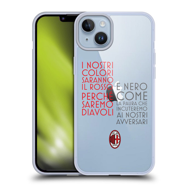 AC Milan Adults Text Soft Gel Case for Apple iPhone 14 Plus & MagSafe