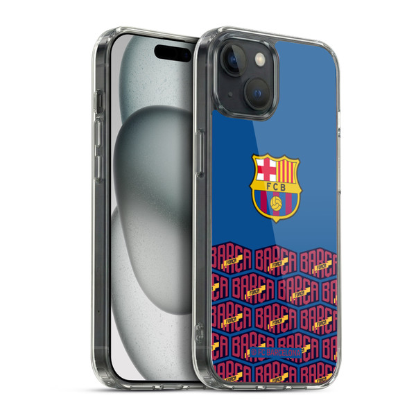 FC Barcelona Forca Barca Logo And Pattern Soft Gel Case for Apple iPhone 15 Plus & MagSafe