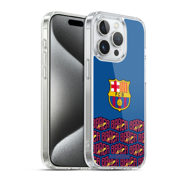 FC Barcelona Forca Barca Logo And Pattern Soft Gel Case for Apple iPhone 15 Pro & MagSafe