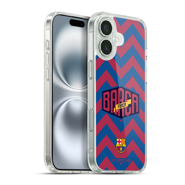 FC Barcelona Forca Barca Zigzag Soft Gel Case for Apple iPhone 16 Plus & MagSafe