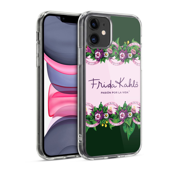Frida Kahlo Purple Florals Border Soft Gel Case for Apple iPhone 11