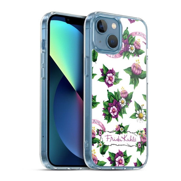 Frida Kahlo Purple Florals Pattern Soft Gel Case for Apple iPhone 13 Mini & MagSafe