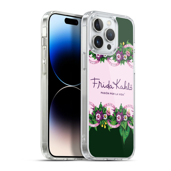 Frida Kahlo Purple Florals Border Soft Gel Case for Apple iPhone 13 Pro Max & MagSafe