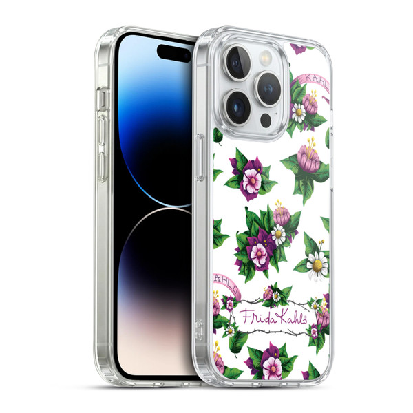 Frida Kahlo Purple Florals Pattern Soft Gel Case for Apple iPhone 14 Pro & MagSafe