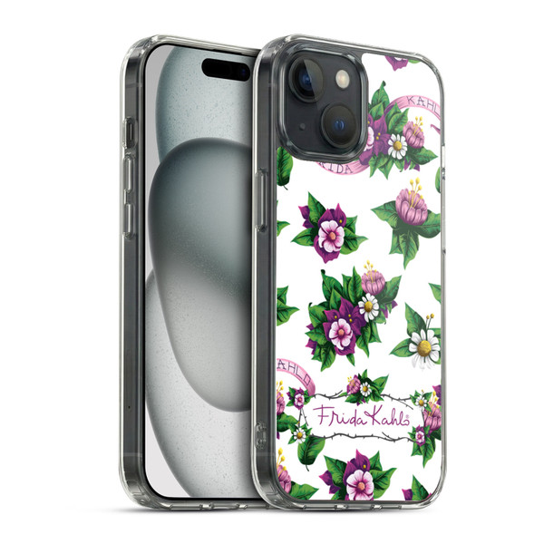Frida Kahlo Purple Florals Pattern Soft Gel Case for Apple iPhone 15 & MagSafe