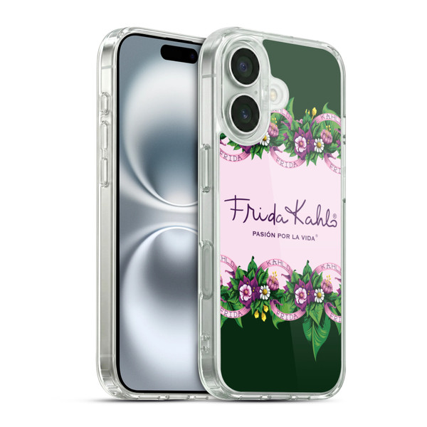 Frida Kahlo Purple Florals Border Soft Gel Case for Apple iPhone 16 & MagSafe