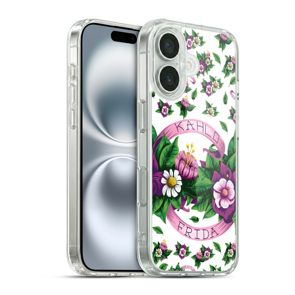 Frida Kahlo Purple Florals Ribbon Soft Gel Case for Apple iPhone 16 & MagSafe