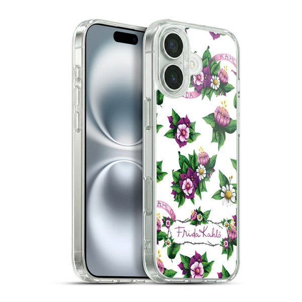 Frida Kahlo Purple Florals Pattern Soft Gel Case for Apple iPhone 16 Plus & MagSafe