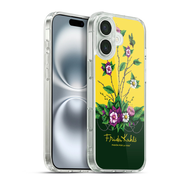 Frida Kahlo Purple Florals Shrub Soft Gel Case for Apple iPhone 16 Plus & MagSafe