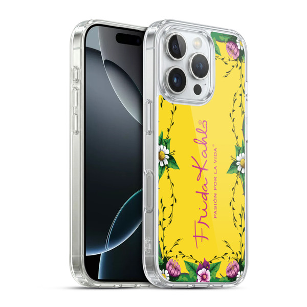 Frida Kahlo Purple Florals Frame Soft Gel Case for Apple iPhone 16 Pro & MagSafe