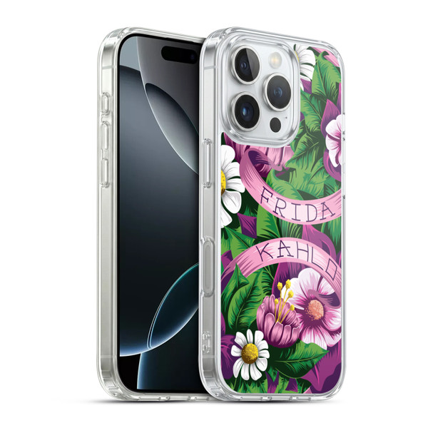 Frida Kahlo Purple Florals Lace Soft Gel Case for Apple iPhone 16 Pro & MagSafe