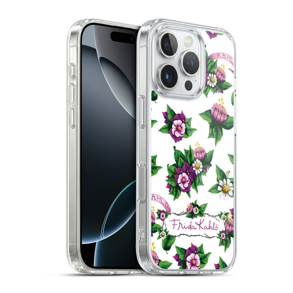 Frida Kahlo Purple Florals Pattern Soft Gel Case for Apple iPhone 16 Pro & MagSafe