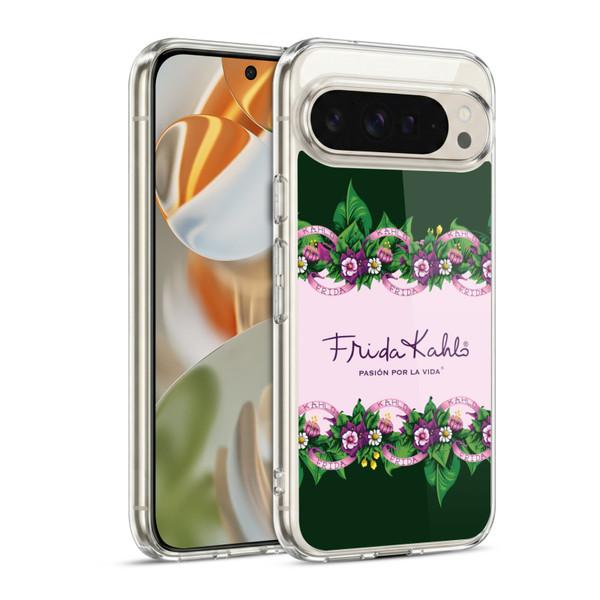 Frida Kahlo Purple Florals Border Soft Gel Case for Google Pixel 9 / Pixel 9 Pro