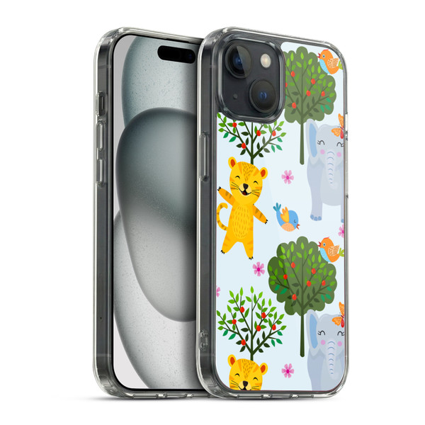 Haroulita Forest Tiger And Elephant Soft Gel Case for Apple iPhone 15 Plus & MagSafe