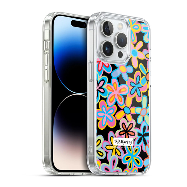 P.D. Moreno Patterns Retro Flowers Soft Gel Case for Apple iPhone 14 Pro & MagSafe