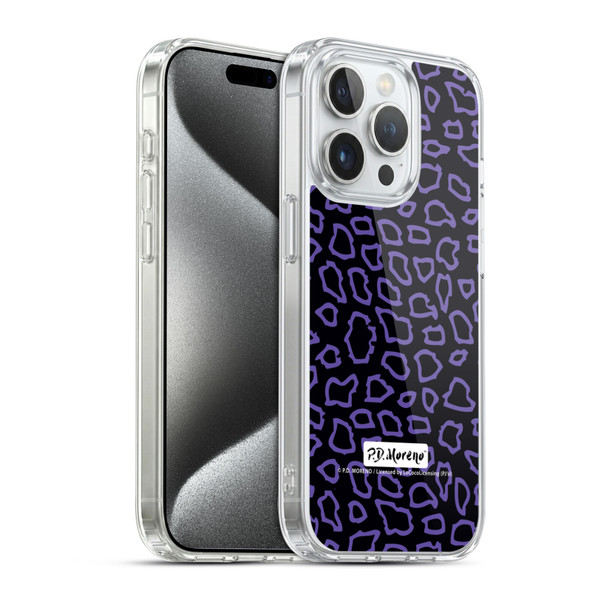 P.D. Moreno Patterns Black Purple Soft Gel Case for Apple iPhone 15 Pro & MagSafe