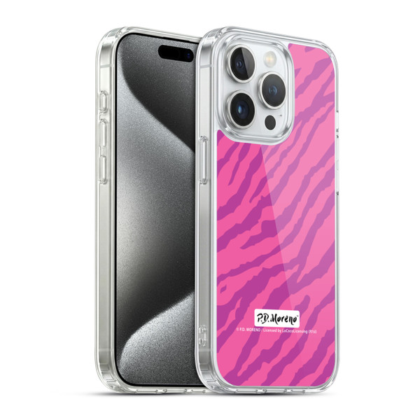 P.D. Moreno Patterns Pink Zebra Soft Gel Case for Apple iPhone 15 Pro & MagSafe