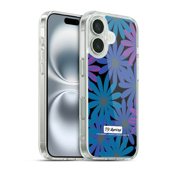 P.D. Moreno Patterns Midnight Daisies Soft Gel Case for Apple iPhone 16 & MagSafe