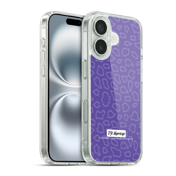 P.D. Moreno Patterns Purple Leopard Soft Gel Case for Apple iPhone 16 & MagSafe
