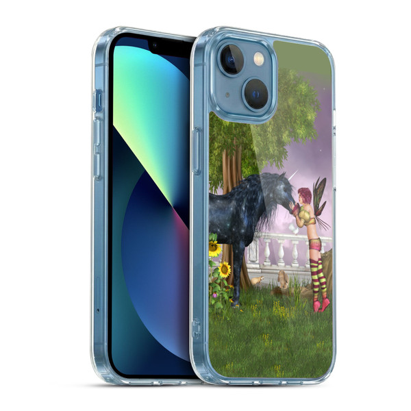 Simone Gatterwe Pegasus And Unicorns Last Black Unicorn Soft Gel Case for Apple iPhone 13 Mini & MagSafe