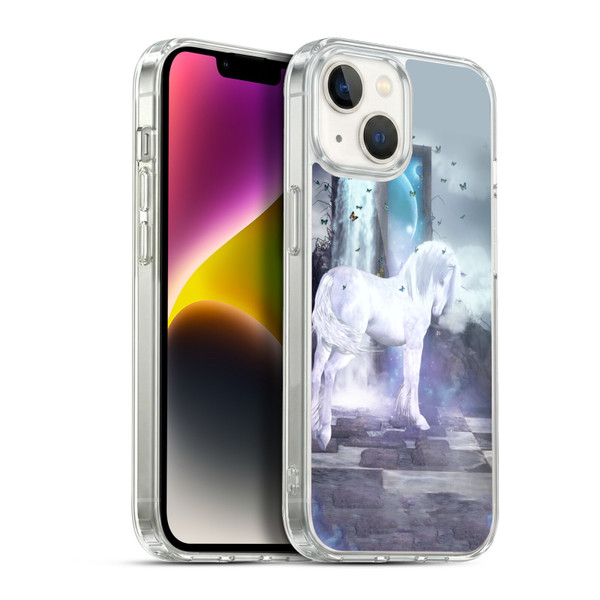 Simone Gatterwe Pegasus And Unicorns Silver Unicorn Soft Gel Case for Apple iPhone 14