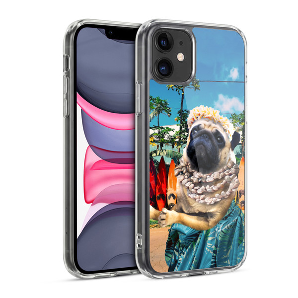 Random Galaxy Animals Aloha Hawaiian Pug Soft Gel Case for Apple iPhone 11