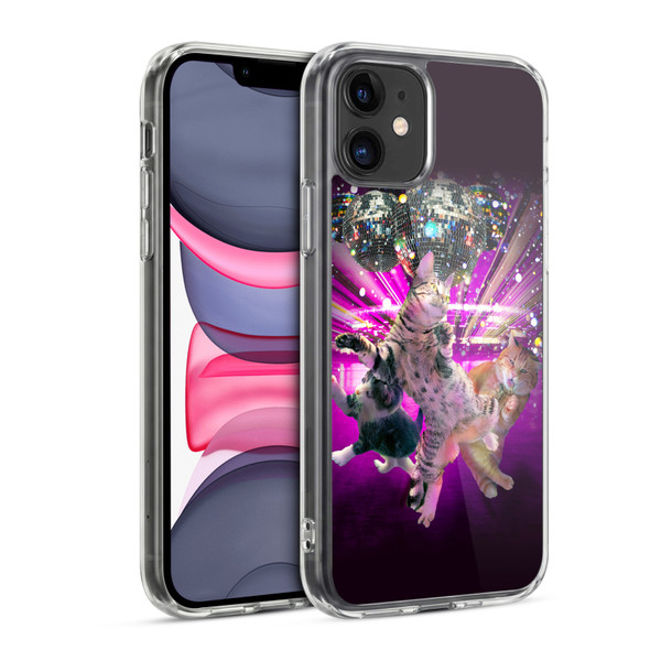 Random Galaxy Animals Disco Dancing Cat Soft Gel Case for Apple iPhone 11