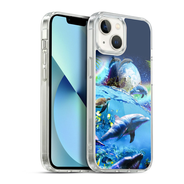 Random Galaxy Animals Galaxy Dolphins Soft Gel Case for Apple iPhone 13