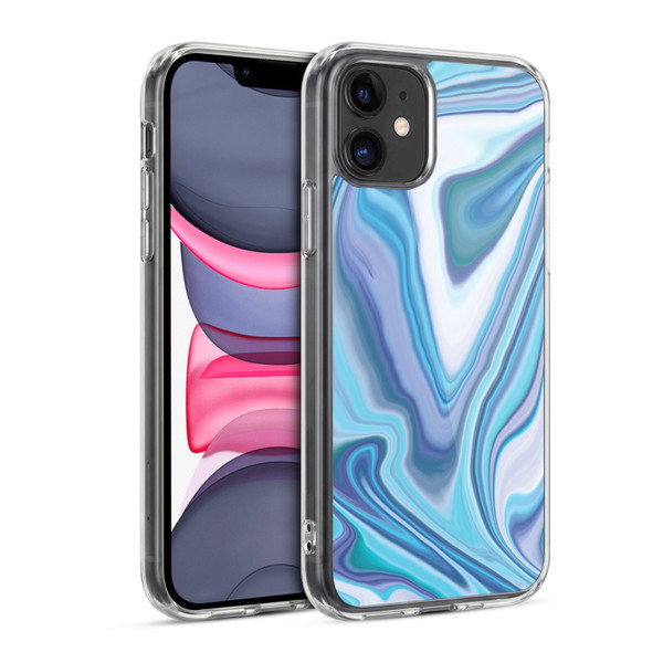Suzan Lind Marble Dark Blue Pastel Soft Gel Case for Apple iPhone 11