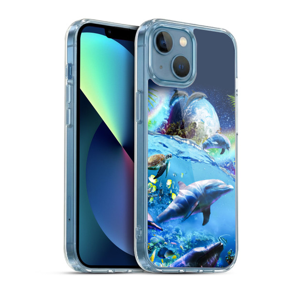 Random Galaxy Animals Galaxy Dolphins Soft Gel Case for Apple iPhone 13 Mini & MagSafe