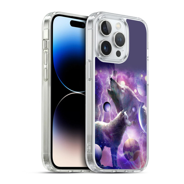 Random Galaxy Animals Cosmic Wolf Space Soft Gel Case for Apple iPhone 13 Pro & MagSafe
